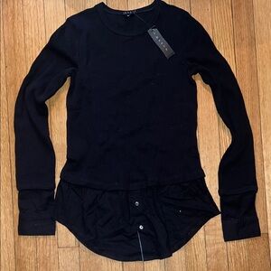 Theory Dark Blue Waffle Knit Top